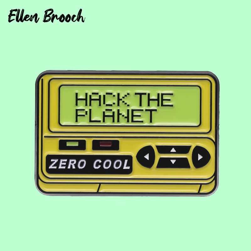 Hack The Planet Enamel Pins Yellow Game Console Brooch Lapel Badges Jewelry Gift for Friends Kids