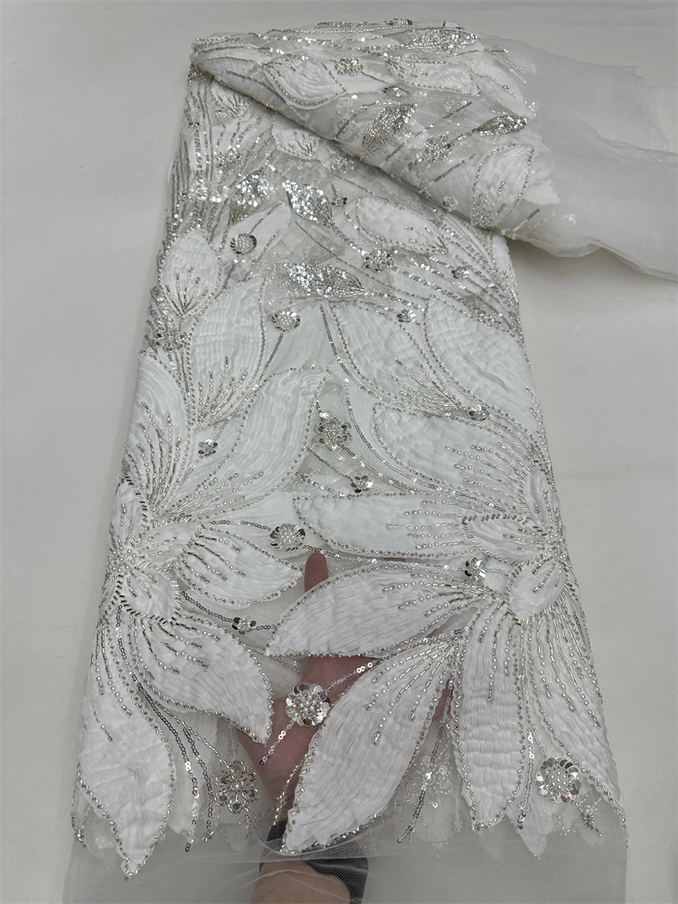 

Latest African Lace Fabric 2025 High Quality Lace Groom Embroidery Sequins French Tulle Lace Nigerian for Wedding Party Dress