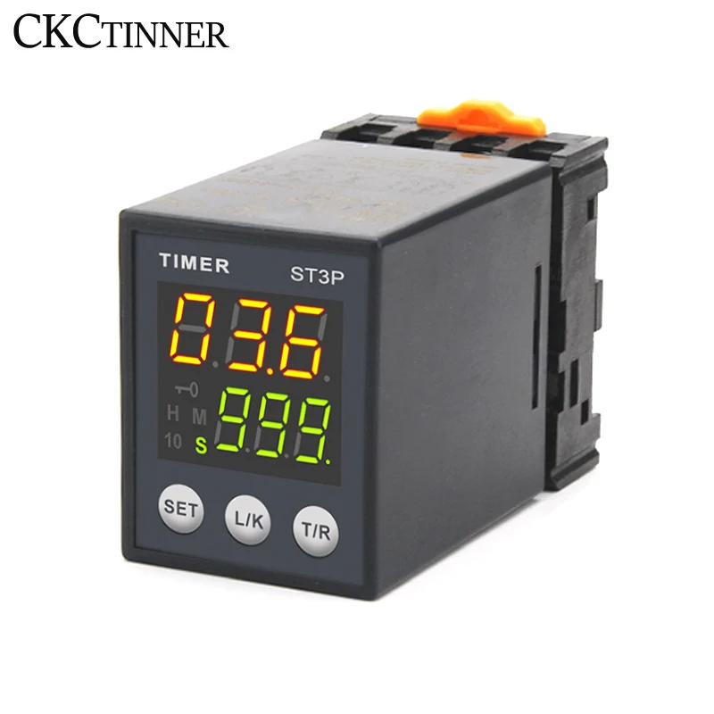 LCD Digital Time Relay ST3P-1Z ST3P-2Z  ST3P-2ZH Programmable Delay Relay Power-off Delay 12V/24V/220V With Socket Base PF083A