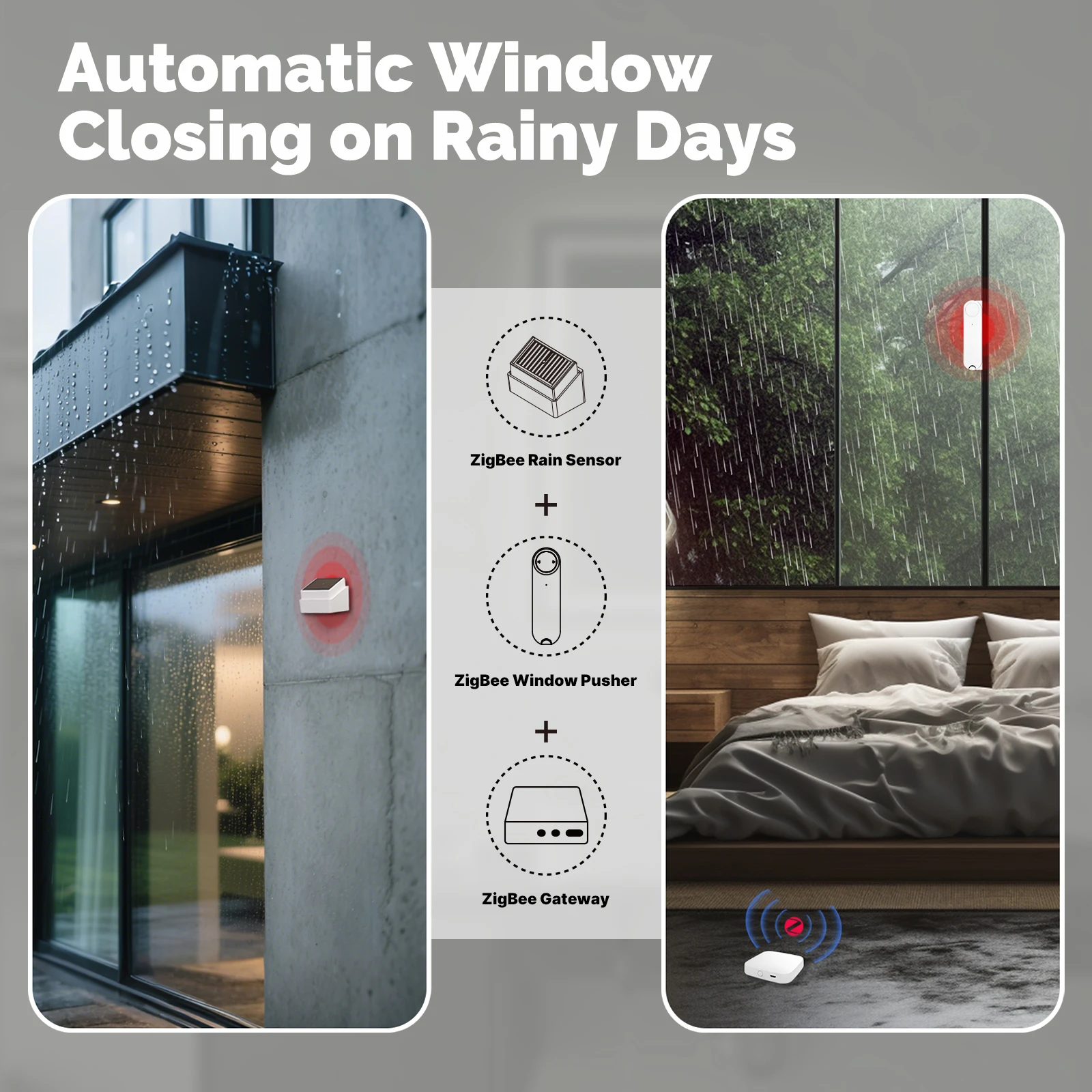 MOES Tuya ZigBee Smart Rain Detection Sensor Water Leakage Flood Detector Wireless IPX4 Waterproof Outdoor Use Battery Powered view 4