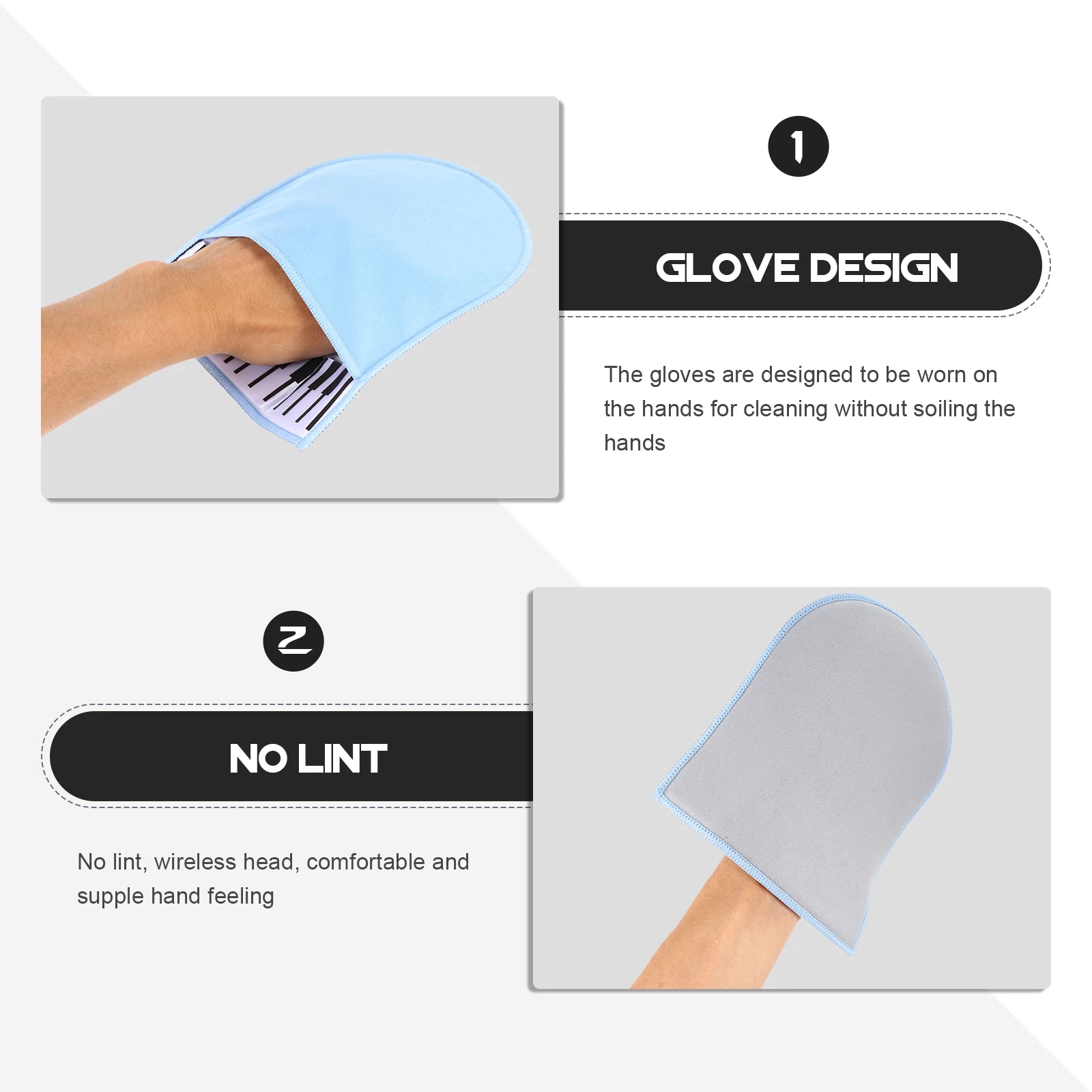 

Piano Wipes Cleaning Cloth Gloves Instrument Fiber Double-sided Fleece for Accessory