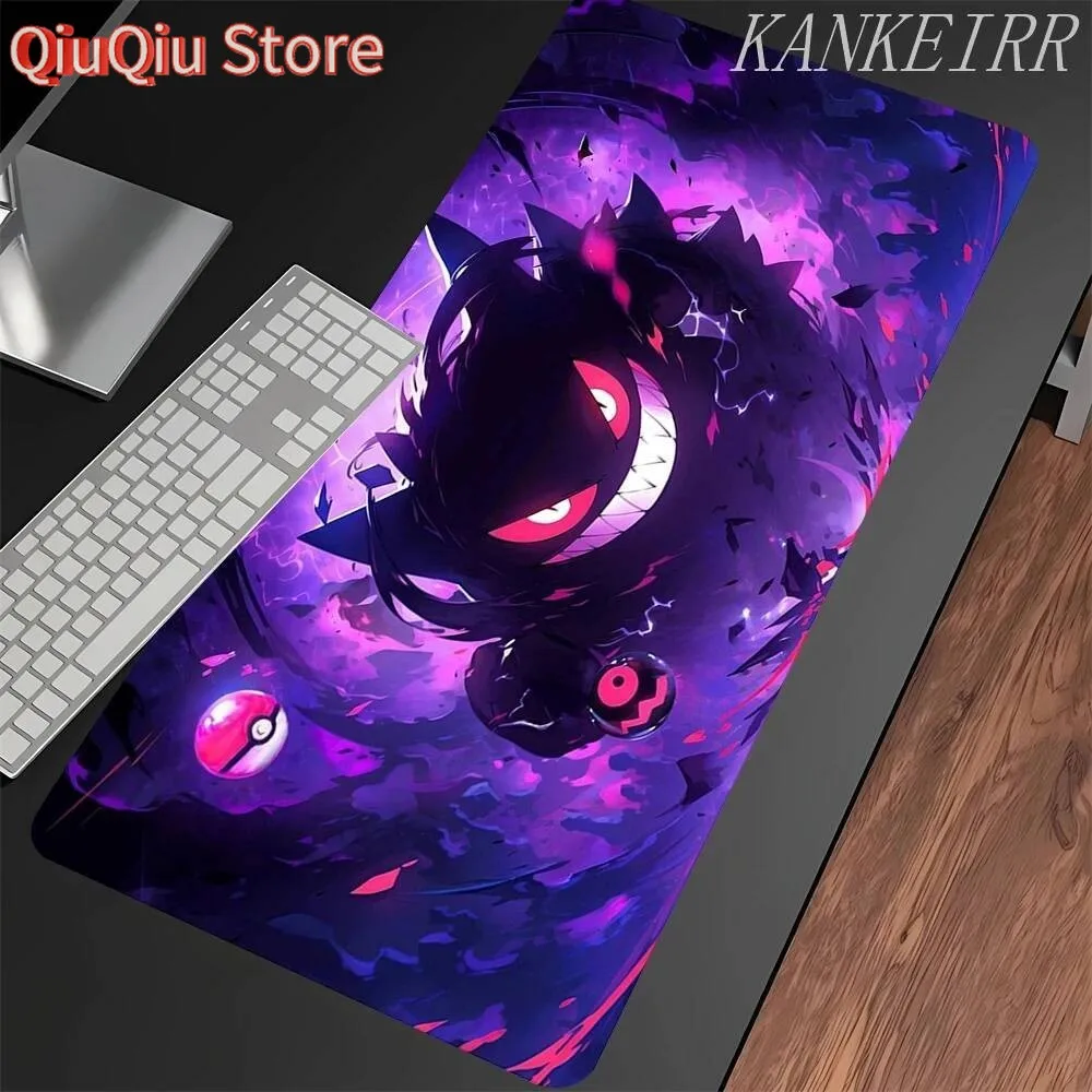 P-Pokemon-Gengar Grande Mousepad لوحة ماوس ألعاب كبيرة LockEdge سميكة لوحة مفاتيح الكمبيوتر الجدول حصيرة مكتبية