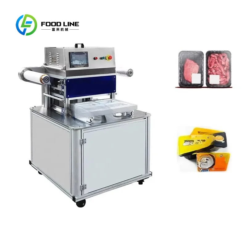 Custom made Automatic Map Tray Sealing Machine Plastic Food Sandwich Salad Thermal Film  Modified Atmosphere Packing