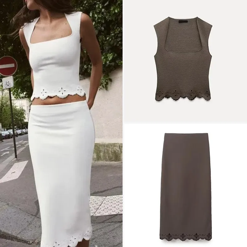 

Spring 2025 New Women's Embroidered Top And Skirt Set Faionable f-length Skirt 558478 558488 by Z
