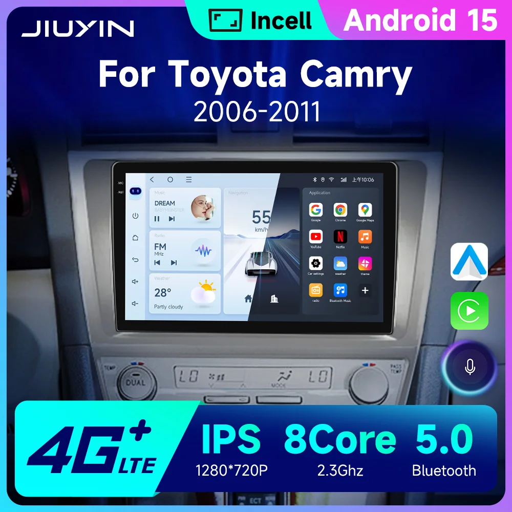 Android 15 Car Radio Multimedia Video Player For Toyota Camry 7 XV 40 50 2006-2011 Navigation GPS 4G Carplay Auto Head Unit