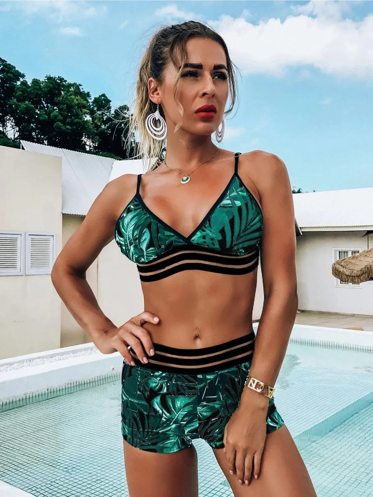 Tie Dye Print Women's Swimsuit Sexy Strapless 2-Piece Bikini,colorful Backless Bathing Suit High Waist Beach Swimwear 2025 New