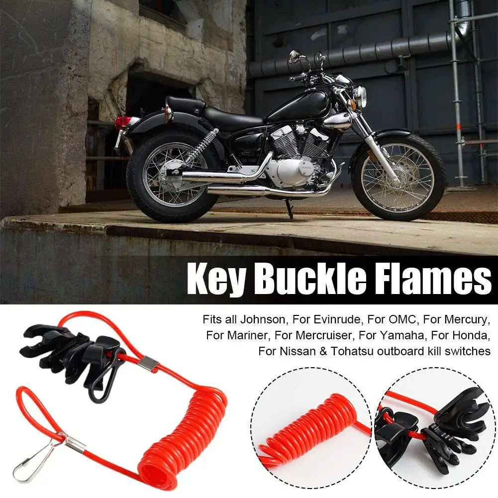 With 7 Keys Red Boat Outboard Engine Ignition Emergency Switch Stop Safety In Tether Clip Rope Kill Lanyard Stock Key Hook L7I9