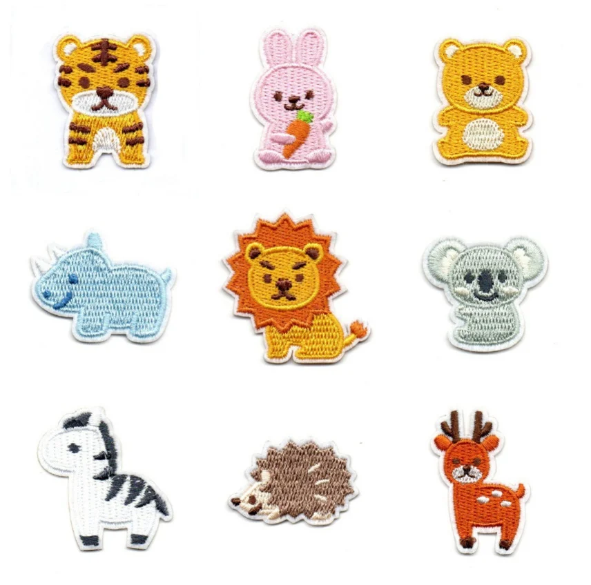 10 Pcs Mini Animals Embroidered Patches Stick Iron On Clothing Hat Bag Shoe Repair Material Phone Gift Box Decor DIY Accessory