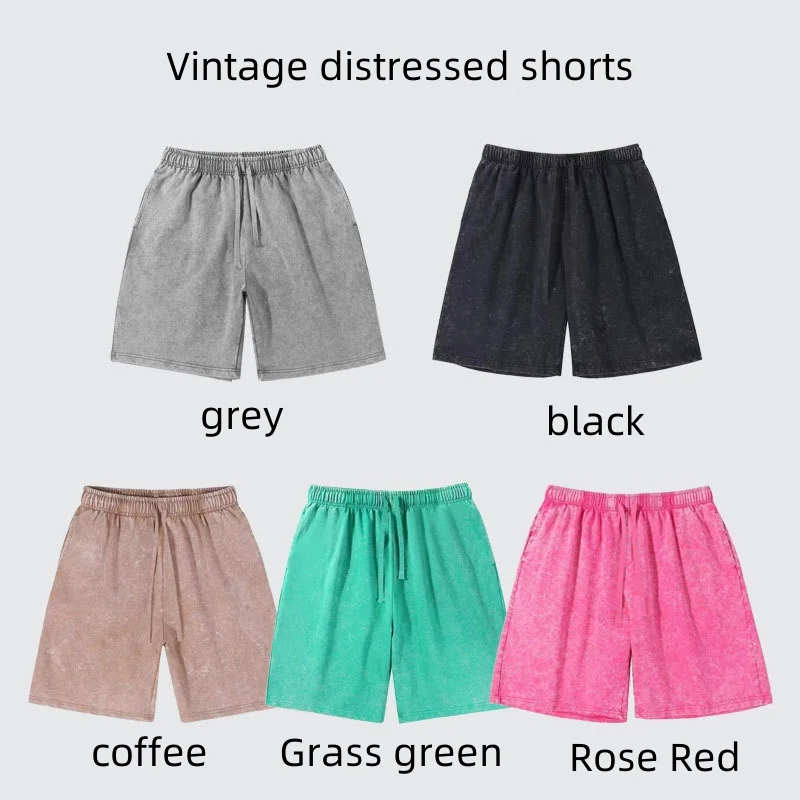 

Новые летние мужские ретро-шорты из хлопка с эффектом потертости, на нейтральной завязке, свободного кроя, вес 320 г, однотонные, длиной до колена