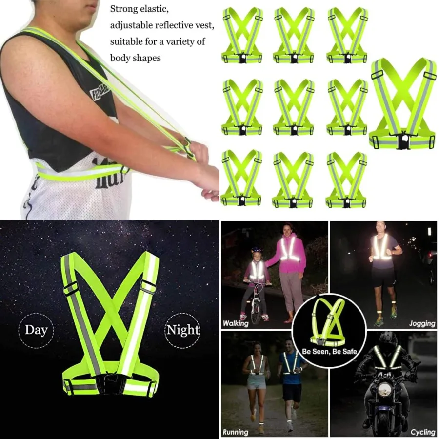 

Reflective Safety Vest pcs - High Visibility Vest Adjustable Straps for Outdoor Jogging, Cycling, Walking and Riding