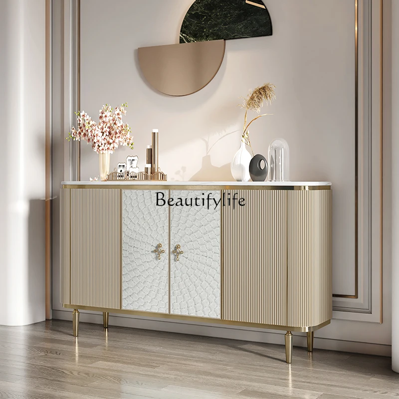 

5American light luxury door cabinet modern simple corridor hall shell decoration living room rock slab dining side cabinet