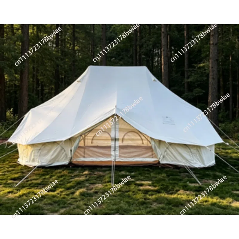 Outdoor thickened large tent, double top style, cotton canvas, flame retardant, sun protection and rainproof camping style tent