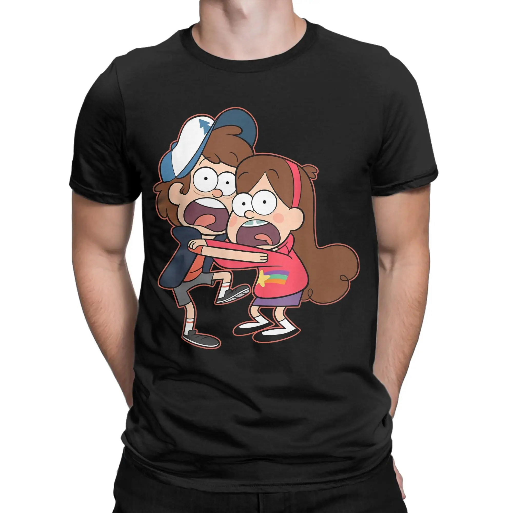 الجاذبية يقع قحافة و مابل باينز الرجال تي شيرت الترفيه تي شيرت قصير الأكمام س الرقبة تي شيرت القطن ملابس مطبوعة #2