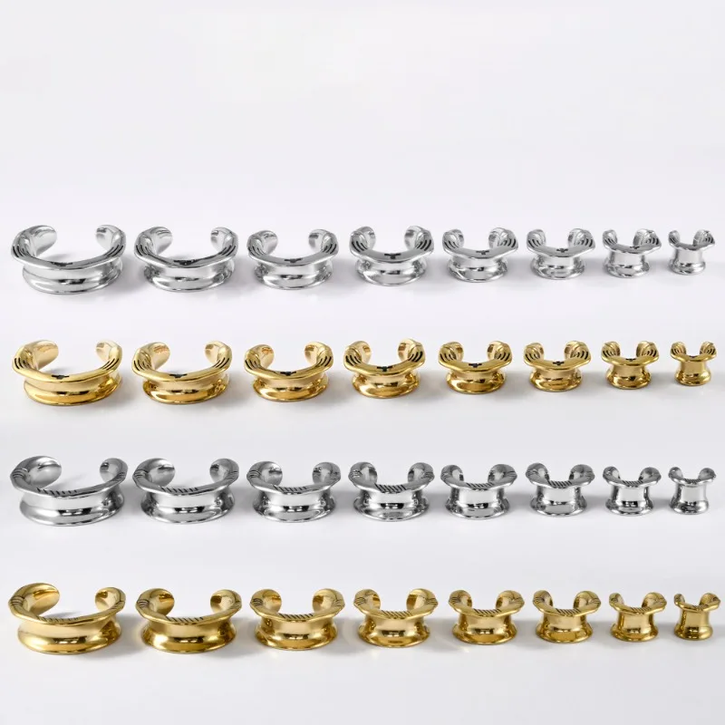 1 Pair European Style Striped U-shaped Stainless Steel Earlobe Electroplated Black Cross-shaped Integrated Piercing Ear Ornament