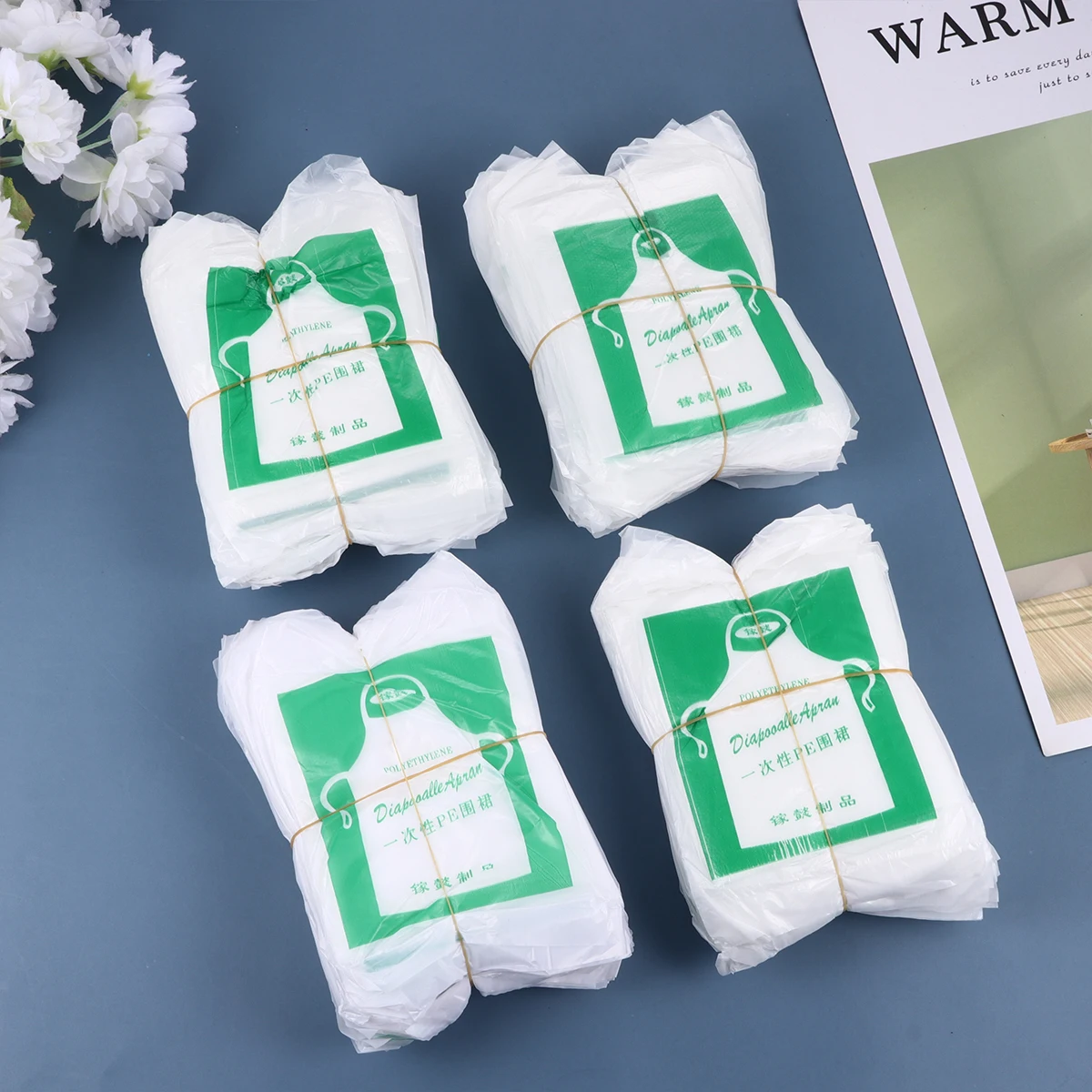 100 Pcs Wipe Waterproof Drawing Apron for Cooking Refrigerator Children Painting Smock