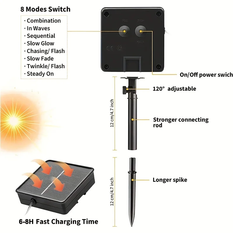 Outdoor Solar Lichterkette 300 LED Solar Lichterkette 8 Modi Metalldraht Licht Party Baum Hof Valentinstag Dekoration