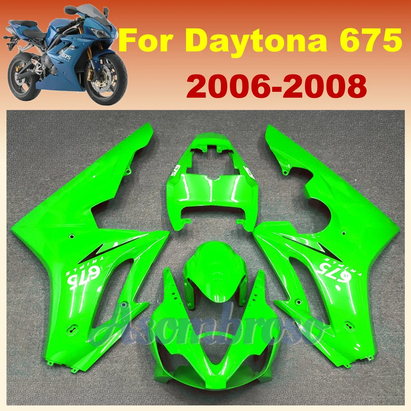 Perfect Fit Motorcycle Fairing Kit for Triumph Daytona 675 2006 2007 2008 06 07 08 Green Body Frame fairings