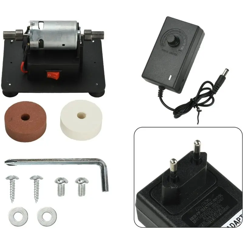 Electric Small Sander 7-Gear Adjustable Speed With 2 Wheels For Metal/Jewelry Knives/Wood Electric Bench Grinder EU Plug