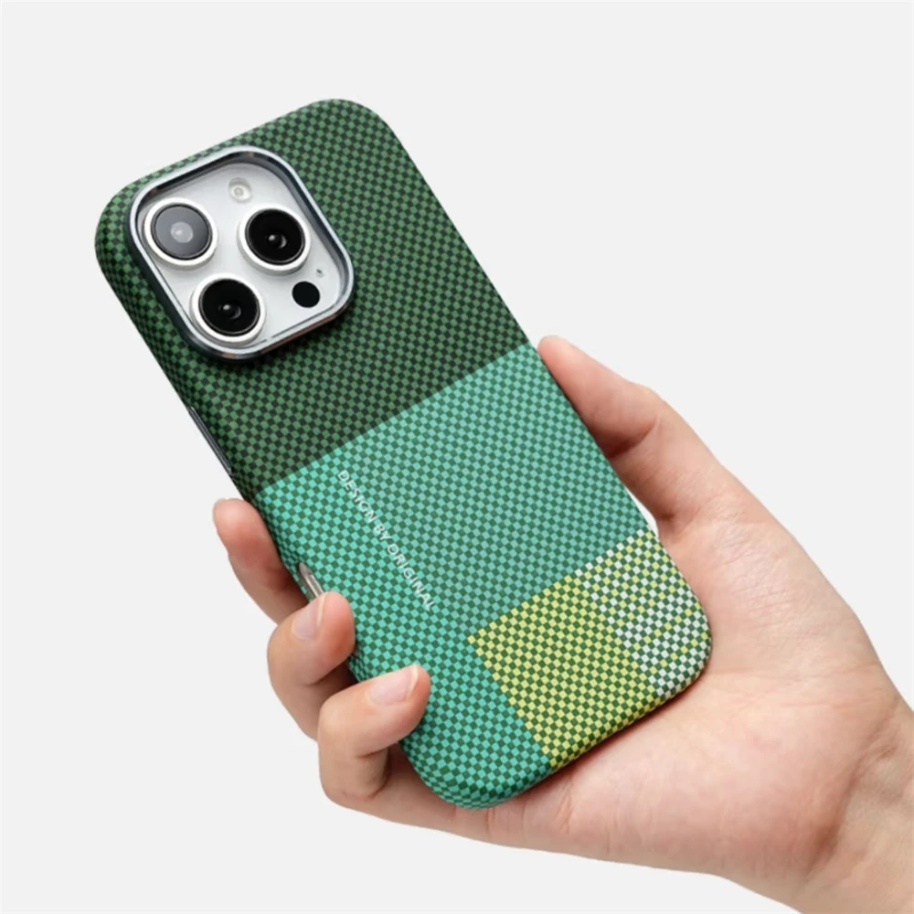

For iPhone 17 16 15 14 Pro Max 17Air Ultra Thin Carbon Fiber Relief Texture MagSafe Case Wireless Charging Alloy Lens Hard Cover