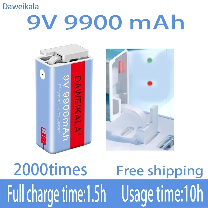 New 9V 9900mAh li-ion Rechargeable battery Micro USB Batteries 9 v lithium for Multimeter Microphone Toy Remote Control KTV use