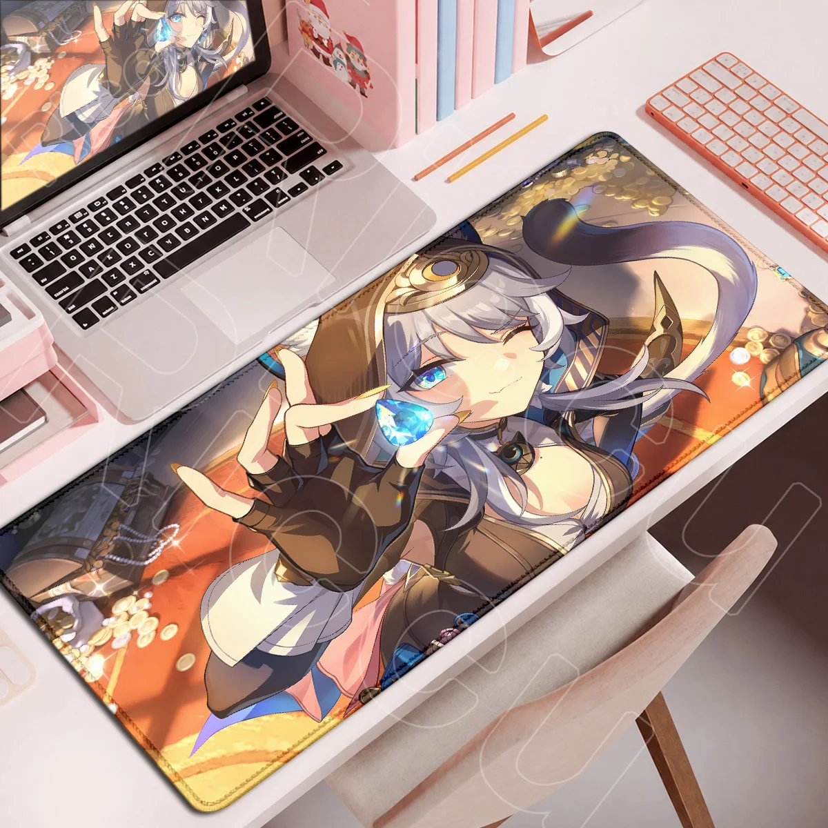 XXL Laptop Keyboard Desktop Mat Gaming Accessories Anti-slip Rubber Office Mouse Pad Honkai Star Rail Kawaii Girl Cipher Mauspad