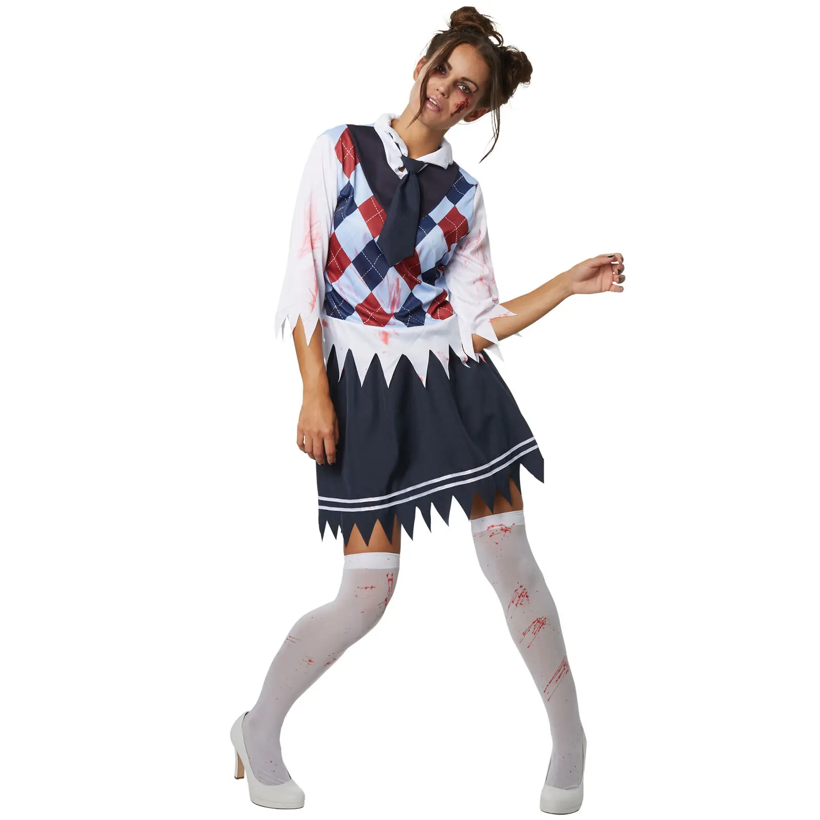 

Creepy schoolgirl Carnival Halloween Fancy Dress Family Zombie School Uniform Cosplay Men Scary Schoolboy Costume 2026
