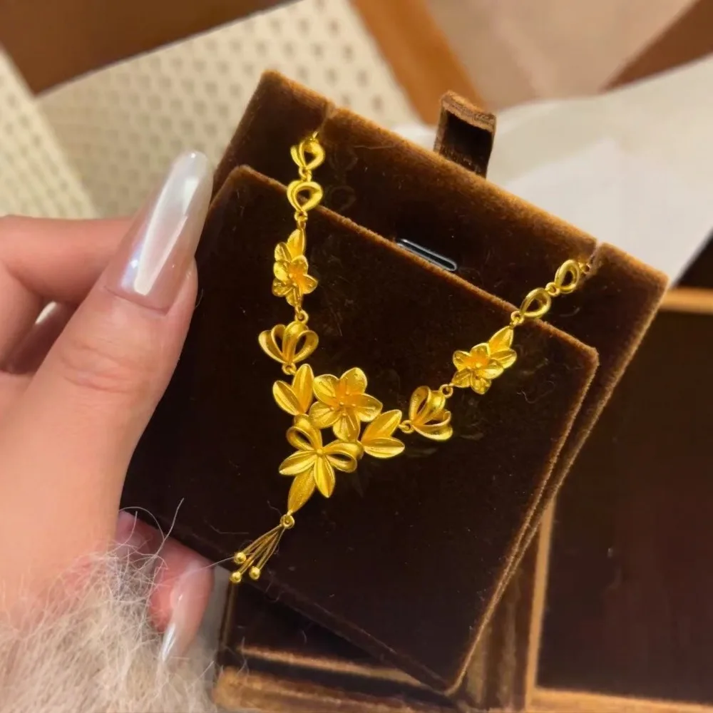 Sansheng flower tassel necklace happy flower marriage delicate fashion 9999gold