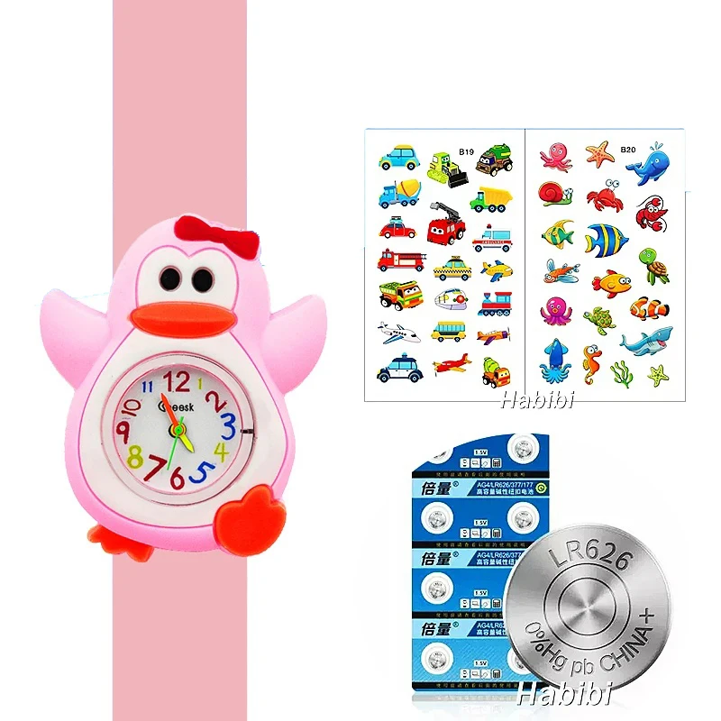3D Cow Rabbit Sheep Cartoon Kids Watch Baby Learn Time Puzzle Toys Baby Digital Clock Children Quartz Watch Gift