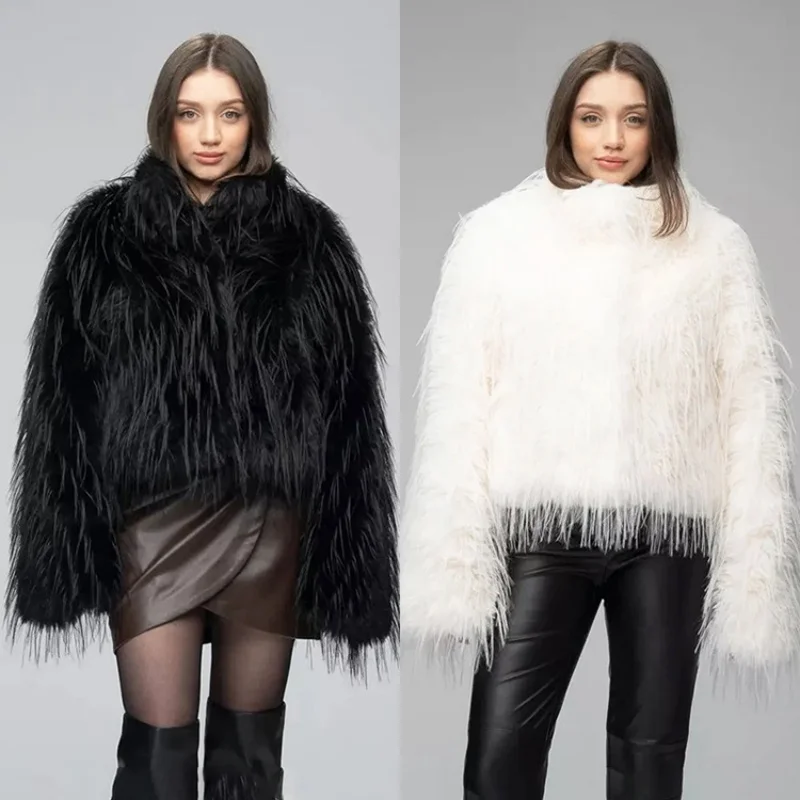 معطف نسائي شتوي جديد سميك ورقيق وعصري ودافئ من الفرو الصناعي، ملابس نسائية من الفرو الصناعي