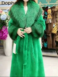 High-End Faux Fur Coat Goddess Imitation Marten Overcoats Sexy Socialite Furry Coat Winter Imitation Fox Fur Jackets for Women