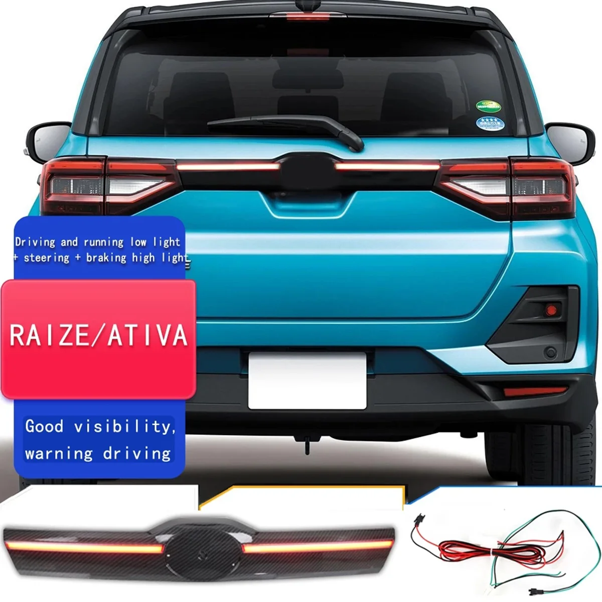 Car LED Extended Tailight Start Streamer Brake Light for Toyota Raize -Daihatsu Ativa 2021