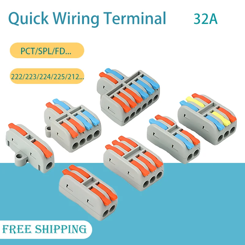 

10/50/100PCS Mini Quick Wiring Connector Multiple In Multiple Out Wire Plug Multi-functional Pair Terminal 32A PCT SPL FD