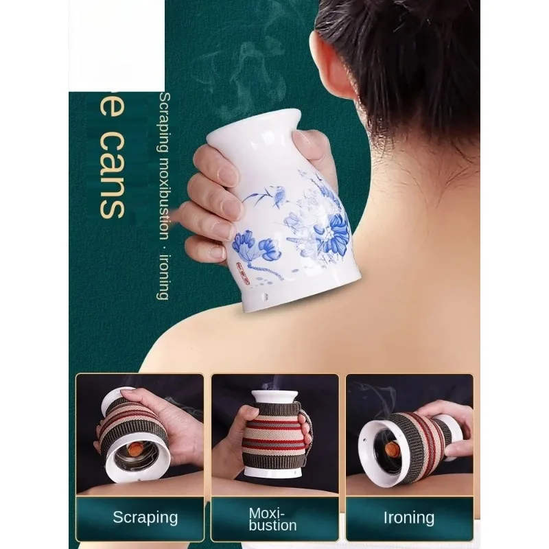 Ceramic Scraping Cup Moxibustion Moxibustion Box Carry-on Acupuncture Fumigation Device Beauty Salon Anti-Scald Tools