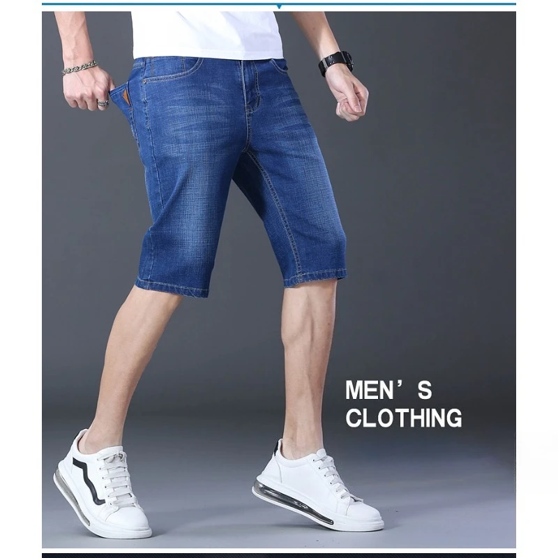 

Men's Denim Shorts New Thin Soft Comfortable Business Casual Straight Short Jeans Black Blue Brand Man Clothing 2025 New Summer