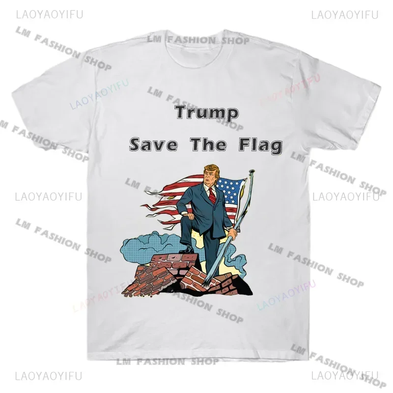 Man Trump Save The Flag I\'Ll Be Back Elect Donald Trump 2024 Election T-Shirt Vintage T Shirt Womens Tees Ropa Hombre Unisex