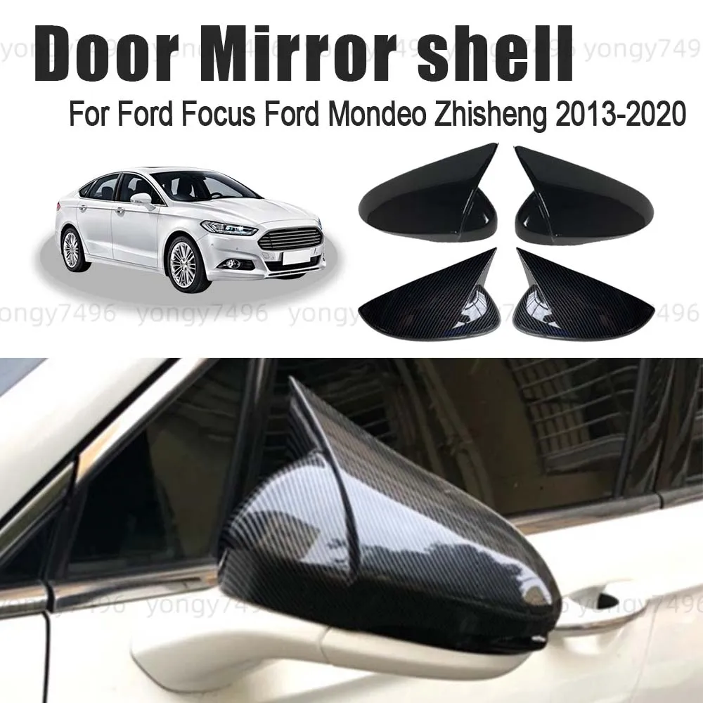 

Protective Cover Carbon Fiber Black Door Mirror Shell For Ford Focus Ford Mondeo Zhisheng 2013-2020 Car Rearview Accessories