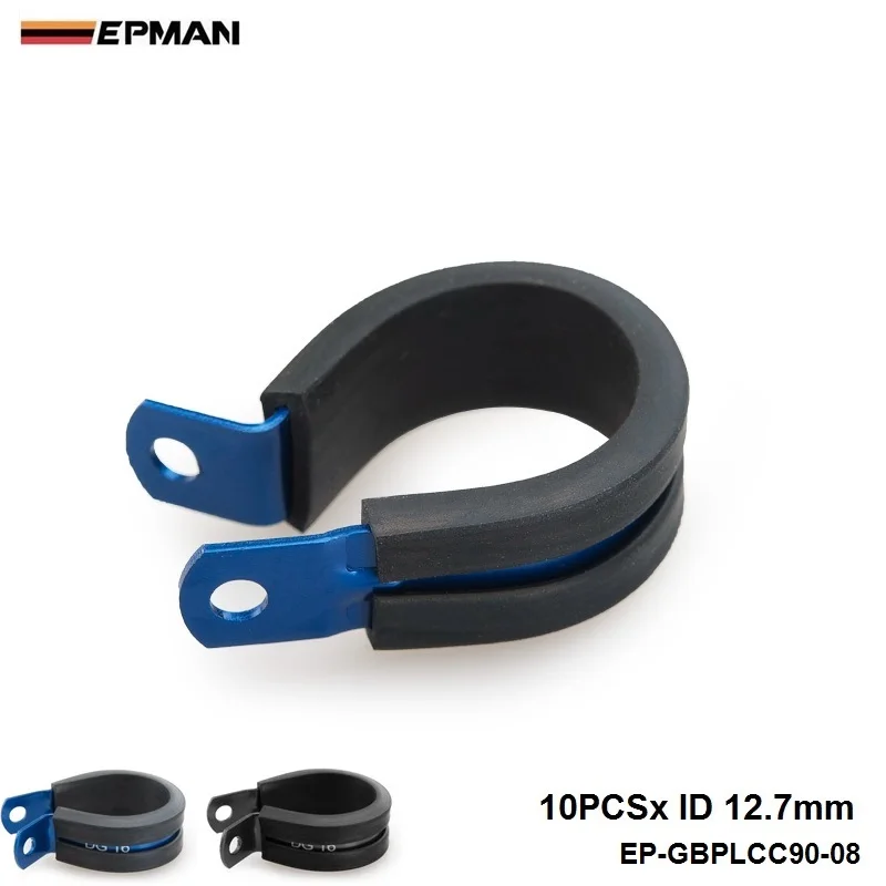 

10PCS x ID 12.7mm (Color:Blue,Black) Aluminium Rubber Lined Cushioned P Clamp Clip EP-GBPLCC90-08