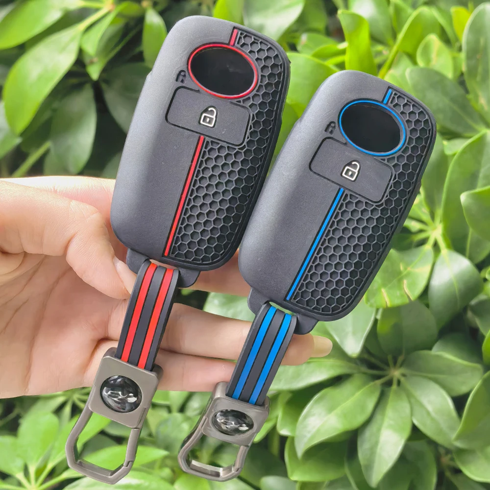 2 Buttons Silicone Key Case for Toyota Wigo Raize for Daihatsu Rocky Car Key Cover Keychain Holder Auto Accessories