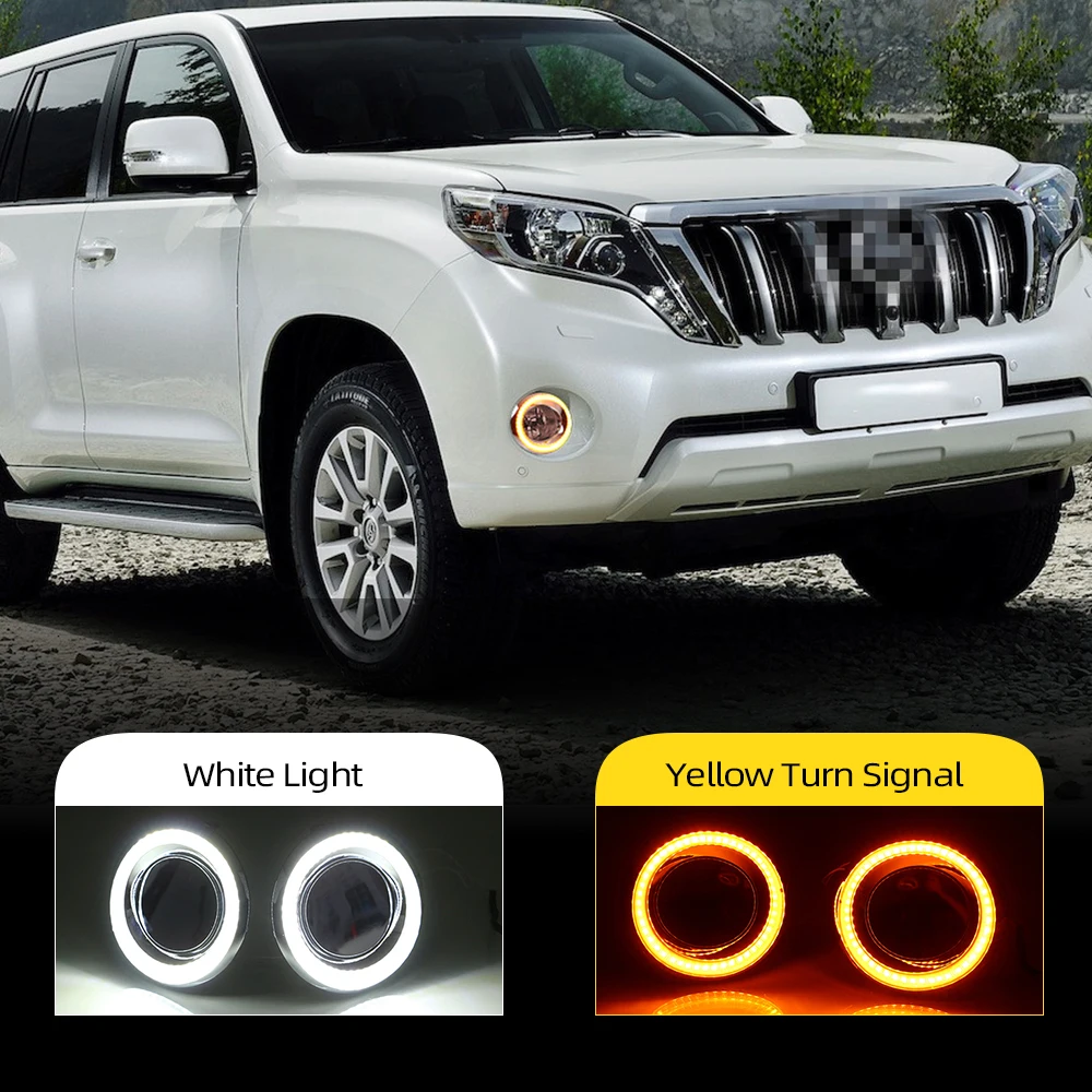 

2 шт. для Land Cruiser Prado FJ150 2700 4000 LC150 2014 2015 светодиодные DRL дневные ходовые огни для противотуманных фар
