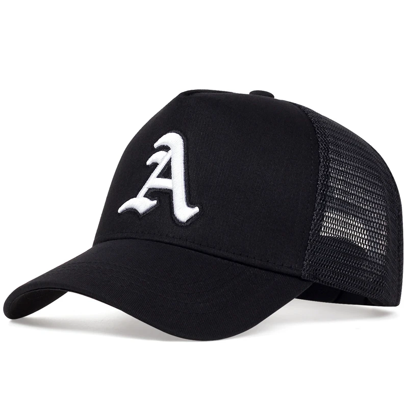 Berretti da baseball ricamati con lettera A gotica unisex Cappelli casual regolabili per esterni primaverili ed estivi Cappello per protezione solare