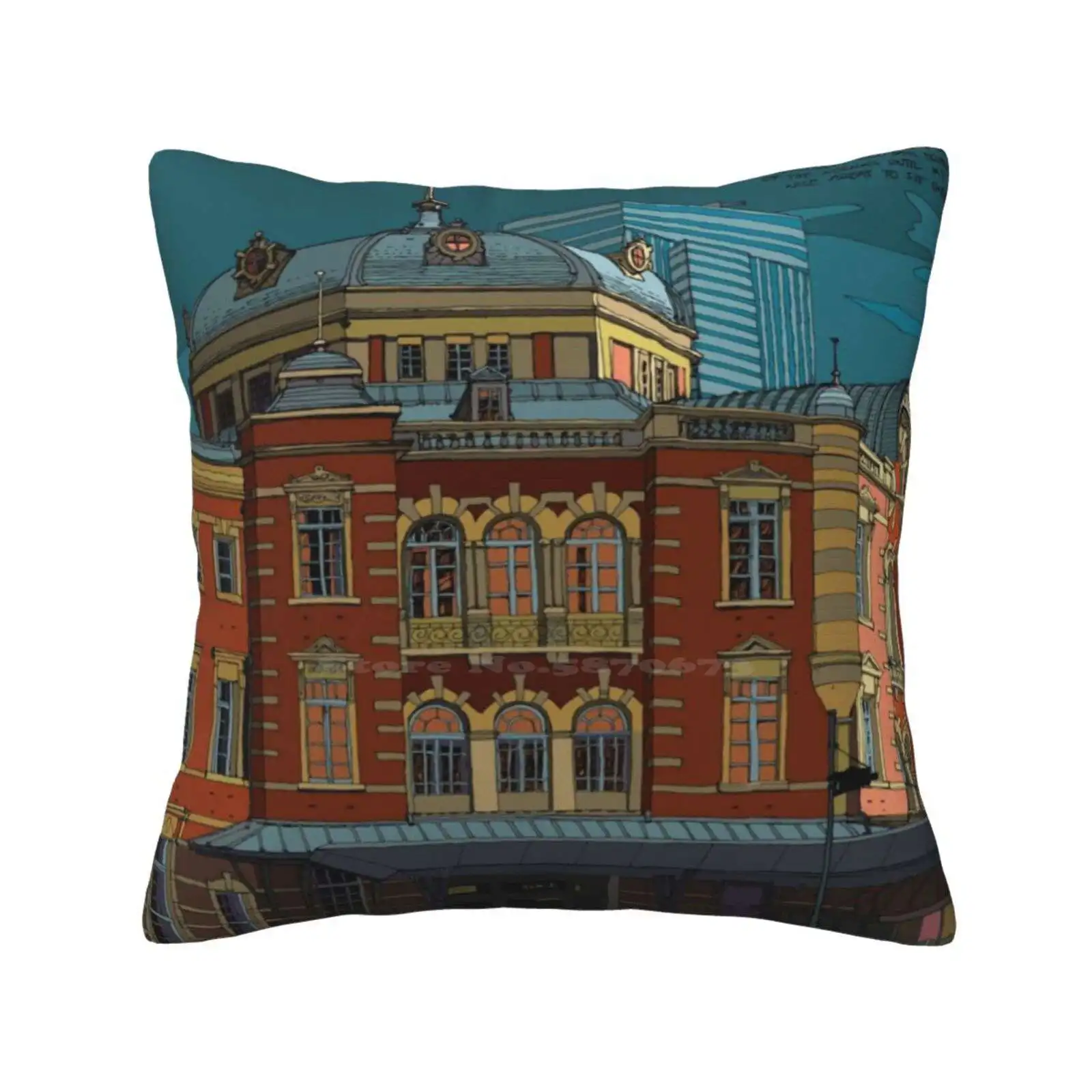 Tokyo Station Orange Home Sofa Car Waist Throw Pillowcase Tokyo Japan Train Station Eki Urban Architecture Building City Asia