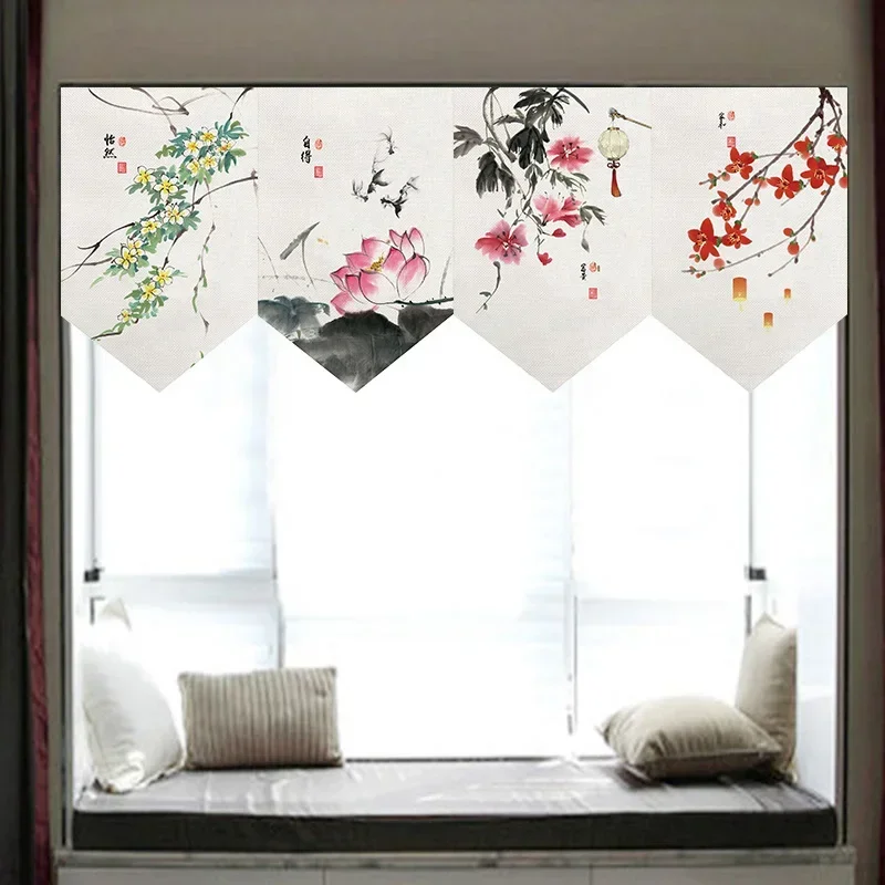 Chinese Style Short Door Curtain Kitchen Partition Noren Izakaya Cuisine Izakaya Sashimi Hanging Pennant Home Decor Drapes