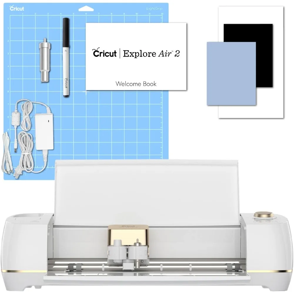 Explore Air 2 Machine with Vinyl Sampler Pack, Glitter Iron-On, Tool Kit, Pen Set and Cutting Mat Bundle