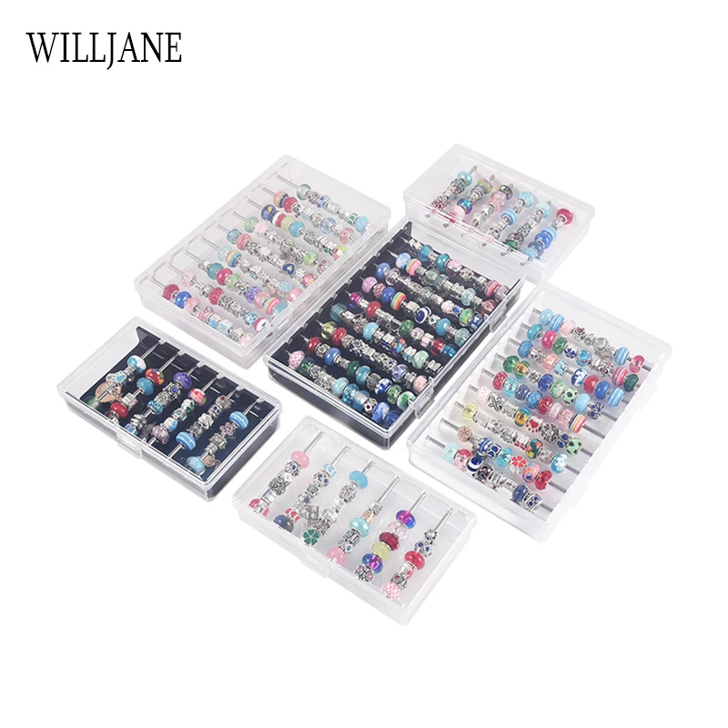 Bracelet Charms Storage Box Rondelles Ring Holder Rods Organizer Case Pandora Beads Collector Trollbeads Display Tray With Cover