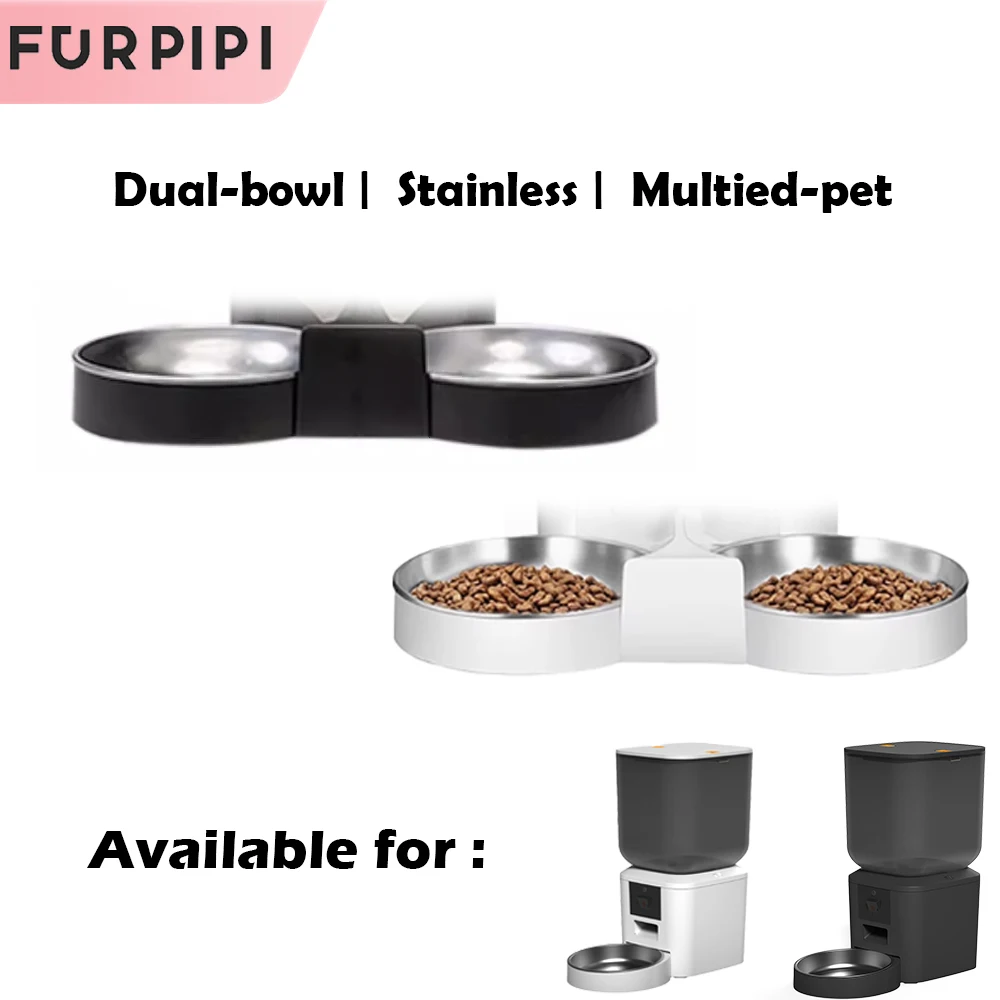 Furpipi-Pet Feeder Accessories, Dual Bowls, USB, Adapter, Desiccant,  Elevator, Cat and Dog