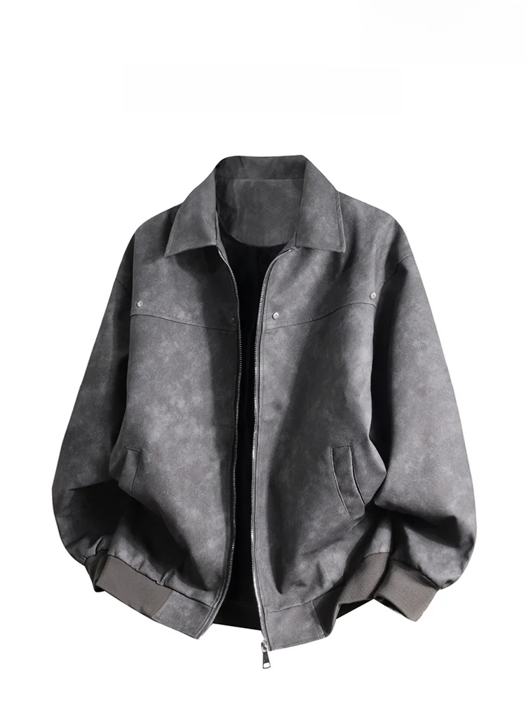 

American Retro Leather Jaet Men's Flight Jaet Women's Outerwear Loose Fit Windproof Long Sve Zipper Closure No Hat