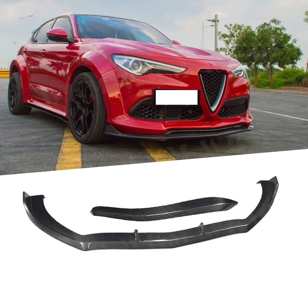 

Carbon fiber Front Lip Spoiler Splitter For Alfa Romeo Stelvio 2017 2018 2019 Head Bumper Chin Shovel Car Styling