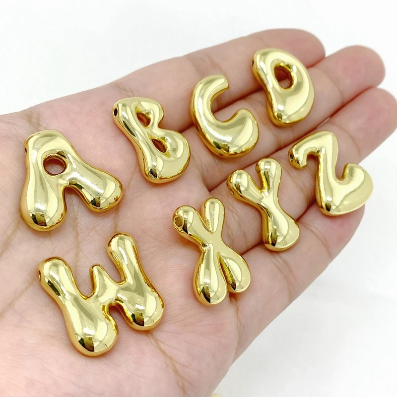 2024 New 26 Letter Initial Necklace 18K Gold Plated Bubble Letter Necklace Fat 3D Letter Pendant Necklace for Women Men