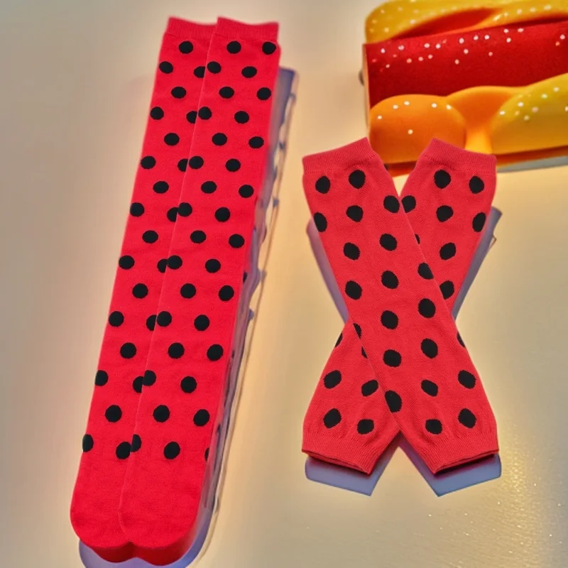 크리스마스 무당벌레 십대 의상 - 무당벌레 장갑, 양말, 어린이용 물방울 무늬 스타킹 - 코스프레 곤충 액세서리 세트