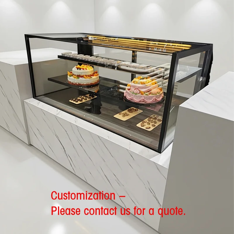 

custom.Commercial Metal 2-Door Double-Temperature Digital Control -1~10 Cake Salad Refrigerated Showcase Fridge Square Floor Dis